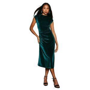 Principles Womens/Ladies Velvet Ruched Waist Midi Dress / Green